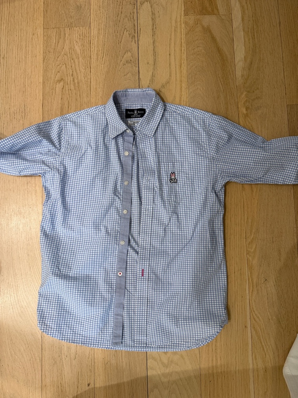Psycho Bunny boys lg 14-16 Blue Check Cotton Button-Down Shirt